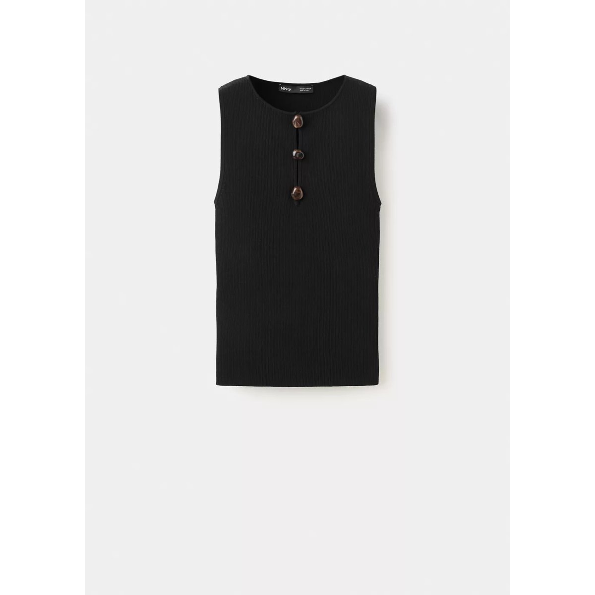 Top côtelé à perles noir, MANGO