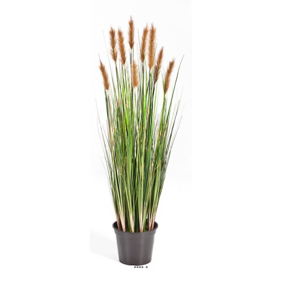 Graminée artificielle Marron H 90 cm 478 tiges 9 pompons en pot caramel, ARTIFICIELLES