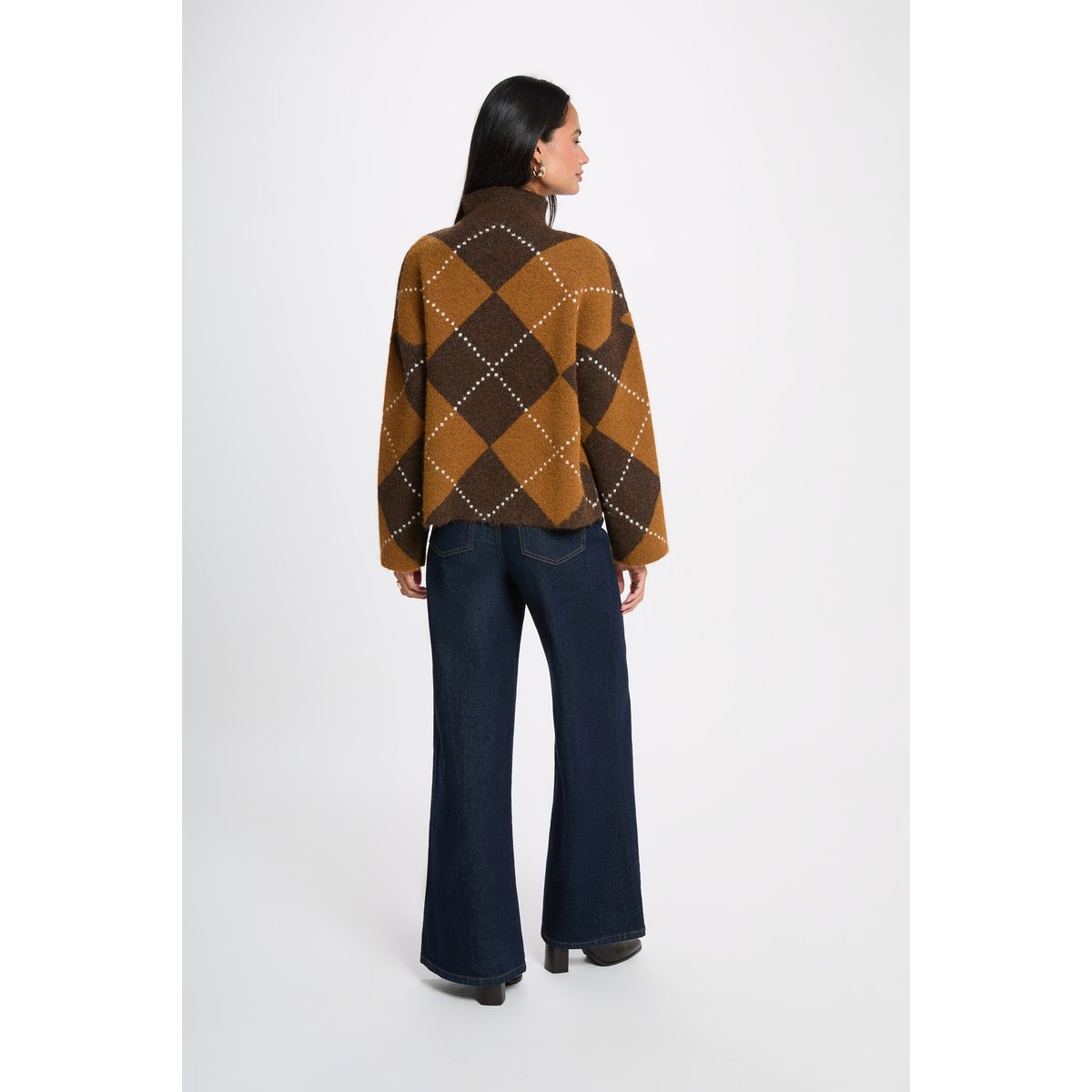 Pull col montant marron, MORGAN