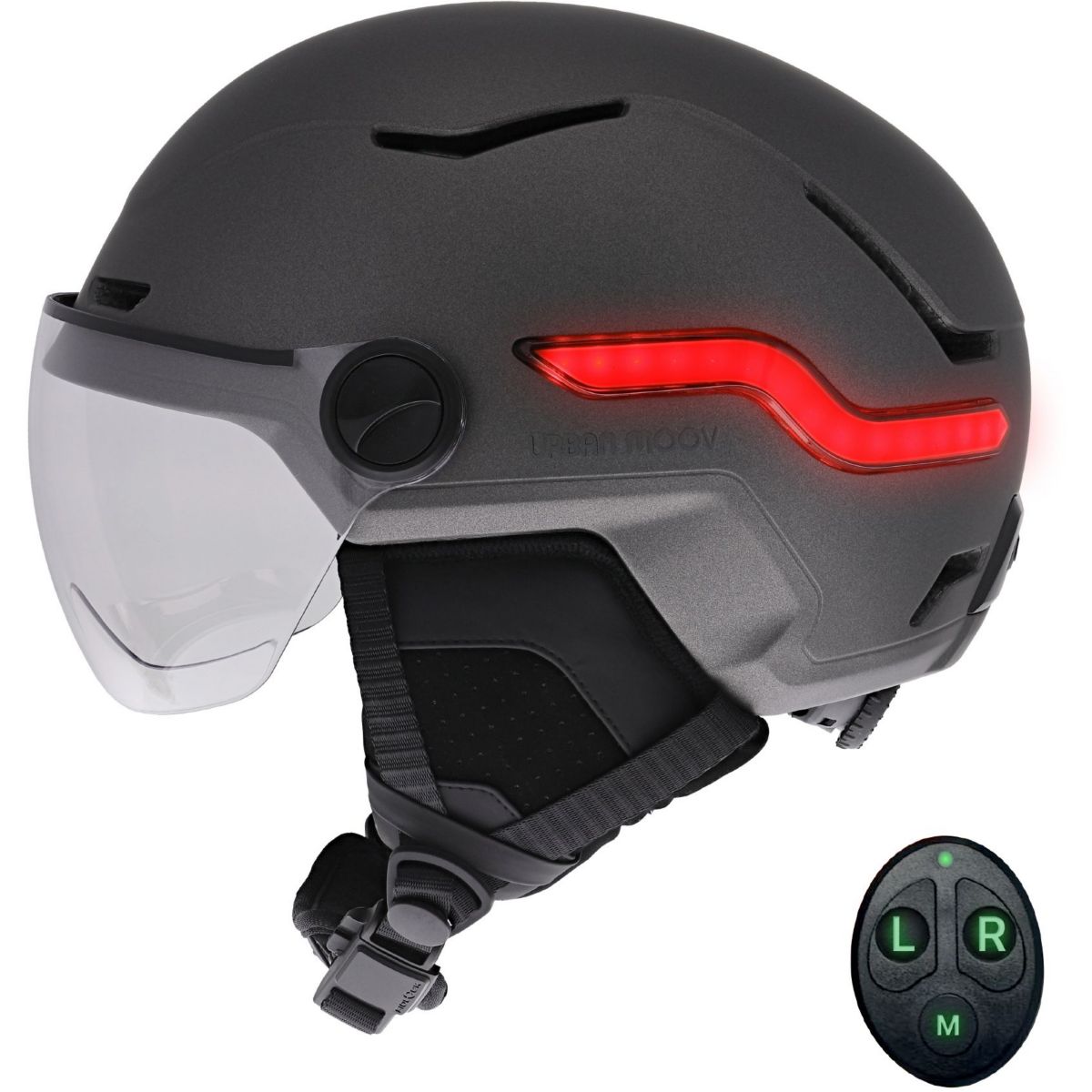 Casque à LED feu de frein auto-taille L gris gris, TNB