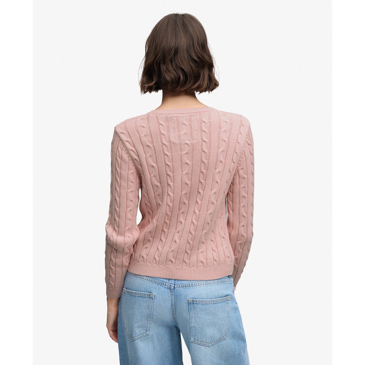 Pull en maille torsadée Essentials SD&CO rose pâle, SUPERDRY