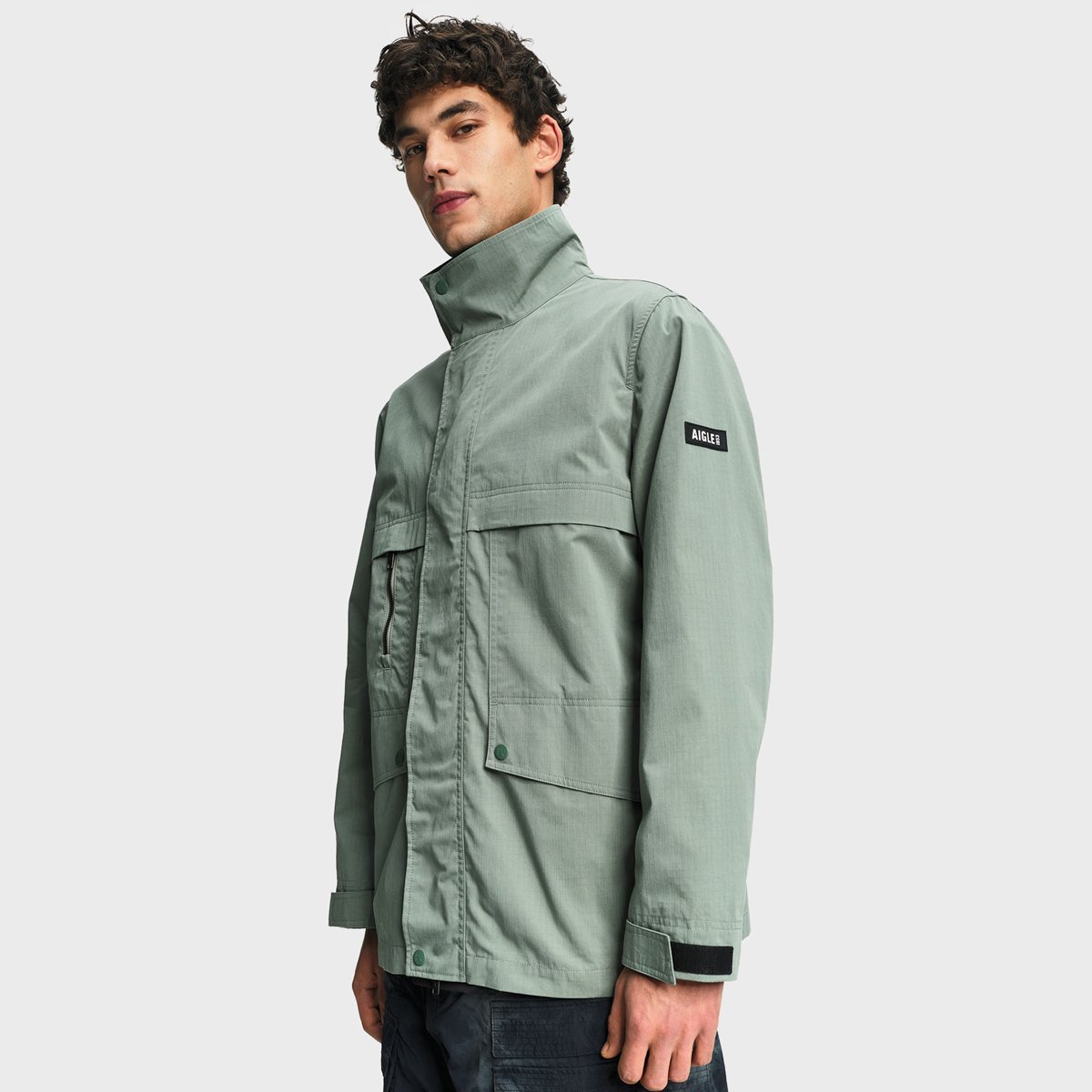 Veste déperlante multi-poches anti-UV vert amande, AIGLE
