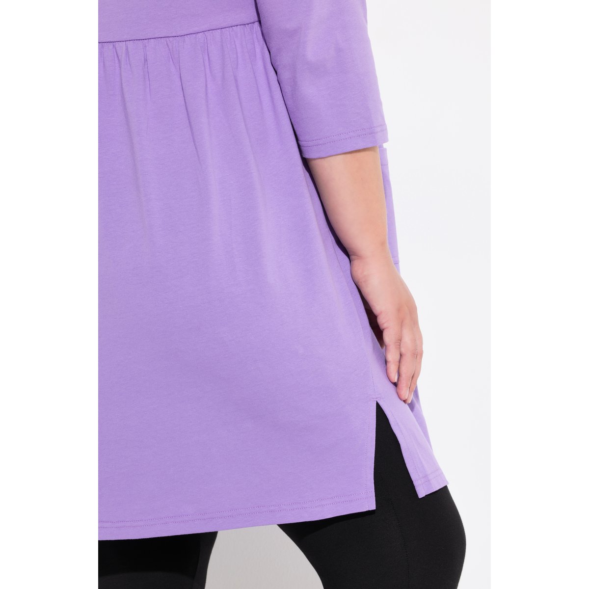 T-shirt long coupe évasée, poches violet, ULLA POPKEN