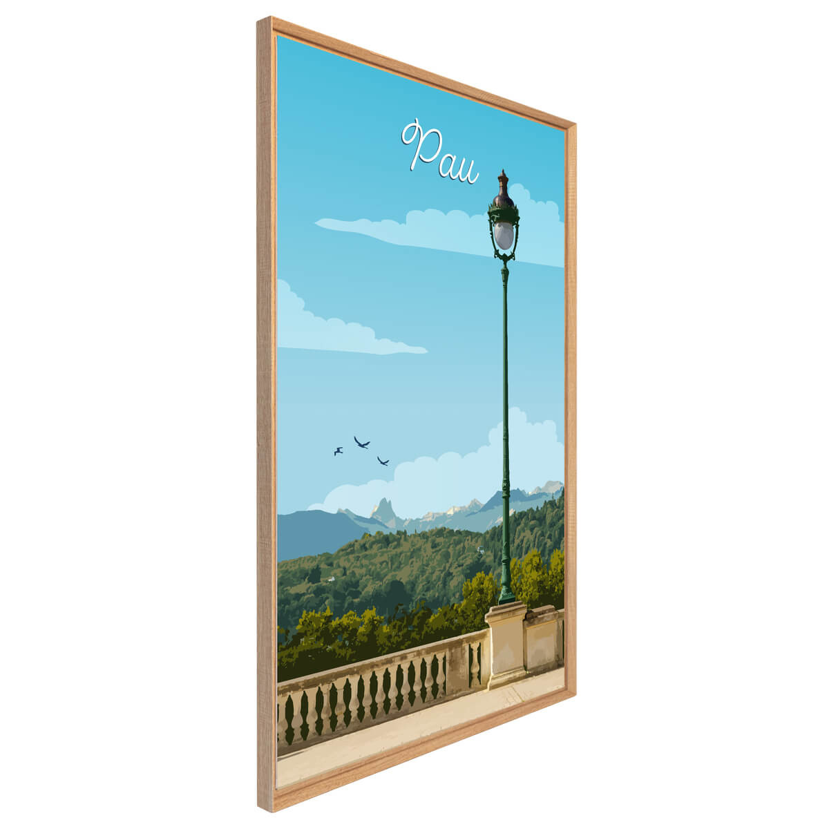 Tableau Mural Illustration Terrasse Pau ILLUSTRATION vert-fibres de bois, CEANOTHE