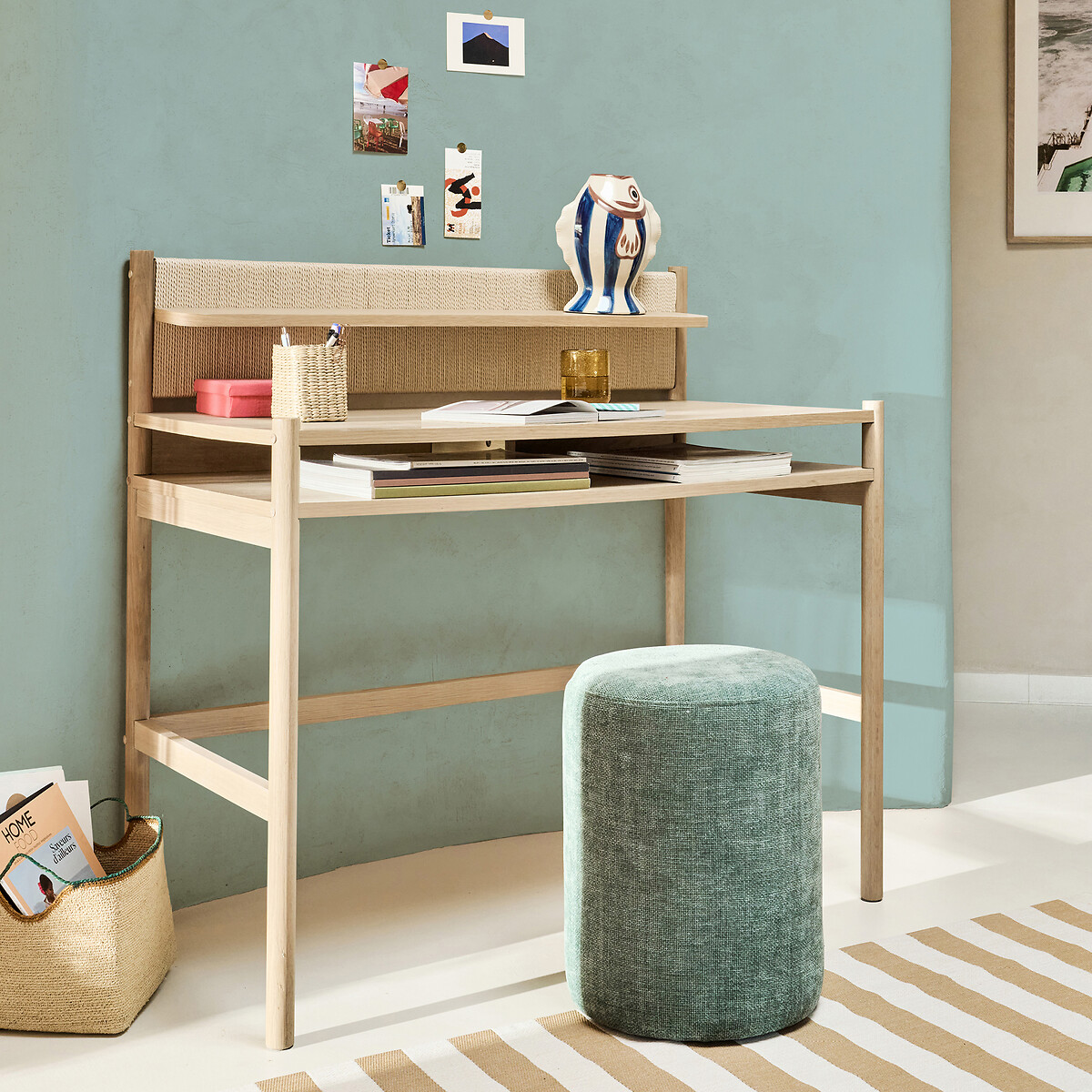 Bureau, avec corde de papier tressée, TAGA naturel, LA REDOUTE INTERIEURS