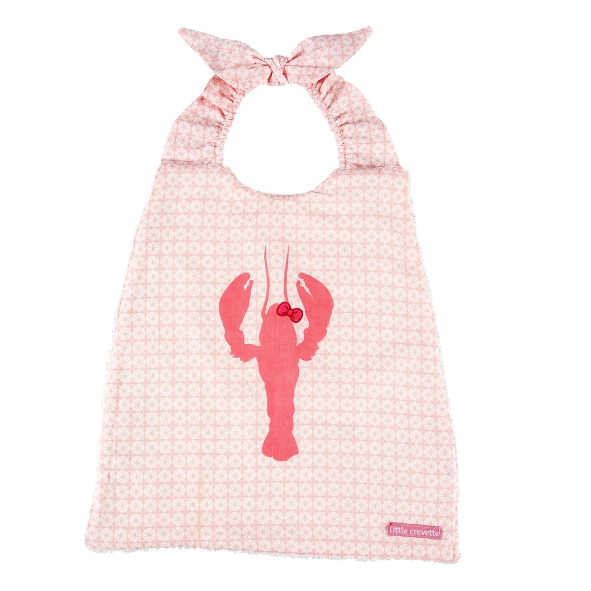 Bavoir élastiqué HOMARD COQUETTE rose, LITTLE CREVETTE