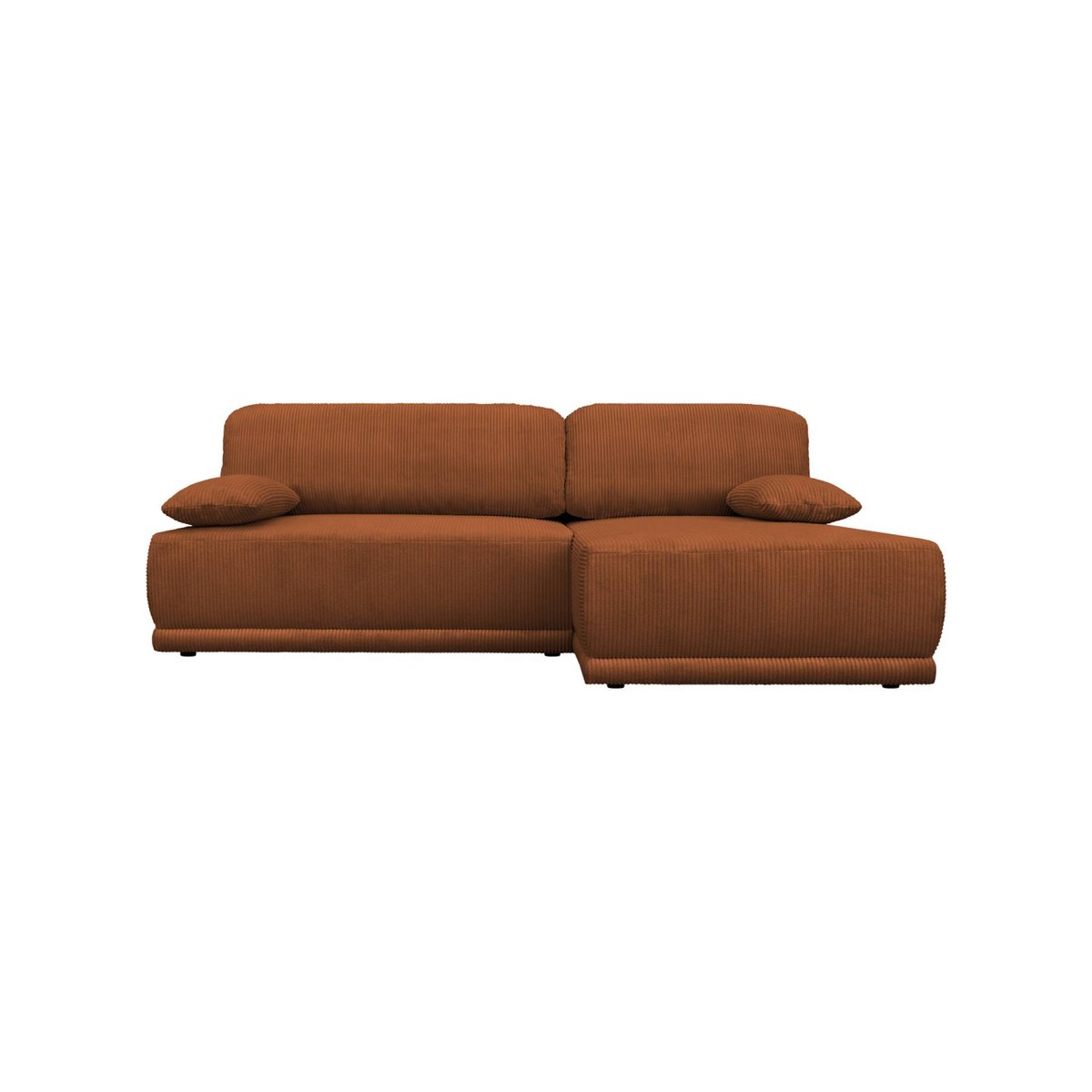 Banquette canapé d'angle droit convertible 3 places velours côtelé avec coffre NELSON taupe, SWEEEK