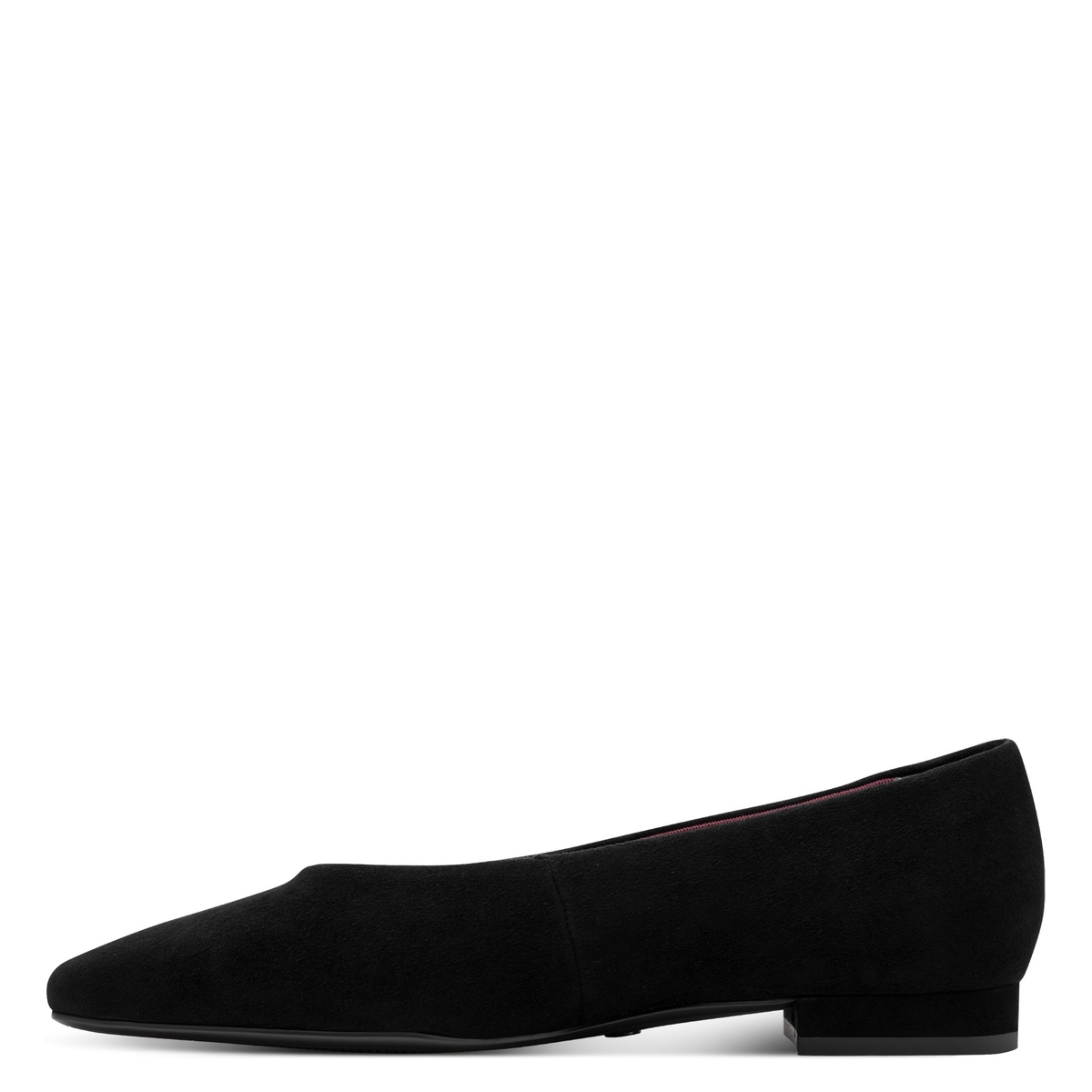 Ballerines en cuir suède, bout amande noir, TAMARIS