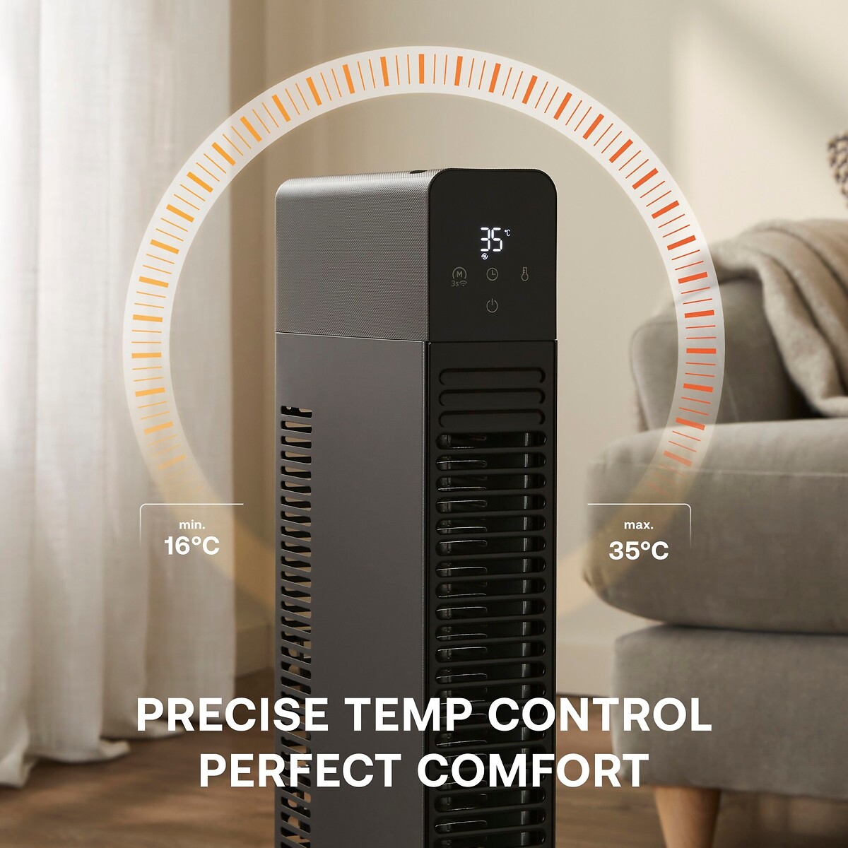 ThermaFlex 2.2kW 2-in-1 Baseboard and Tower Fan Heater - DXDC22 black, DIMPLEX
