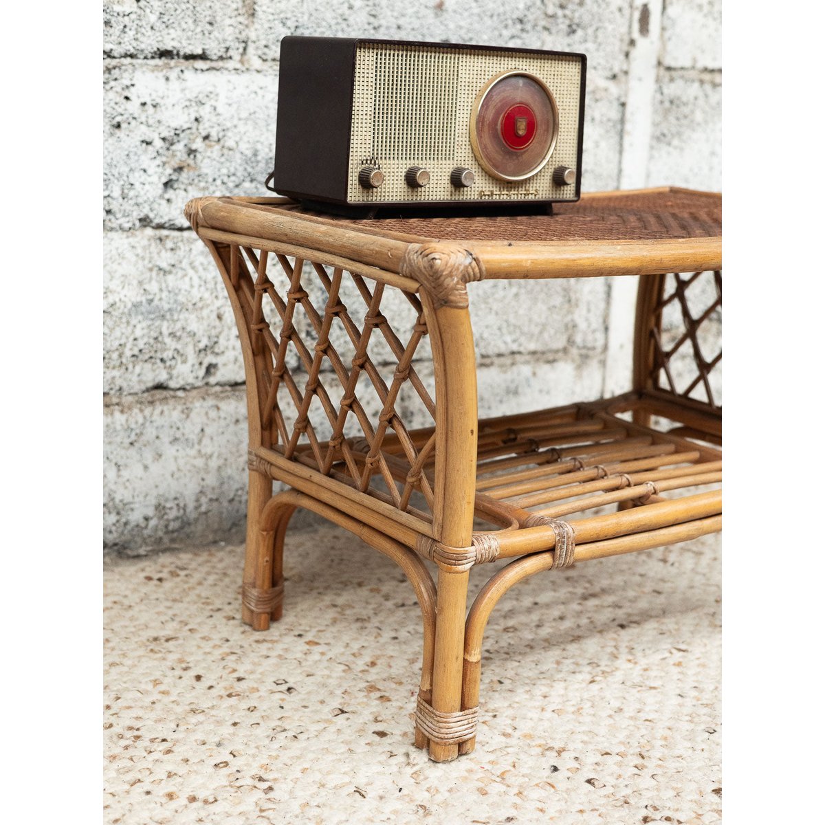 Table basse en rotin Léonie N°1116 - Bon état beige, DEBONGOUT