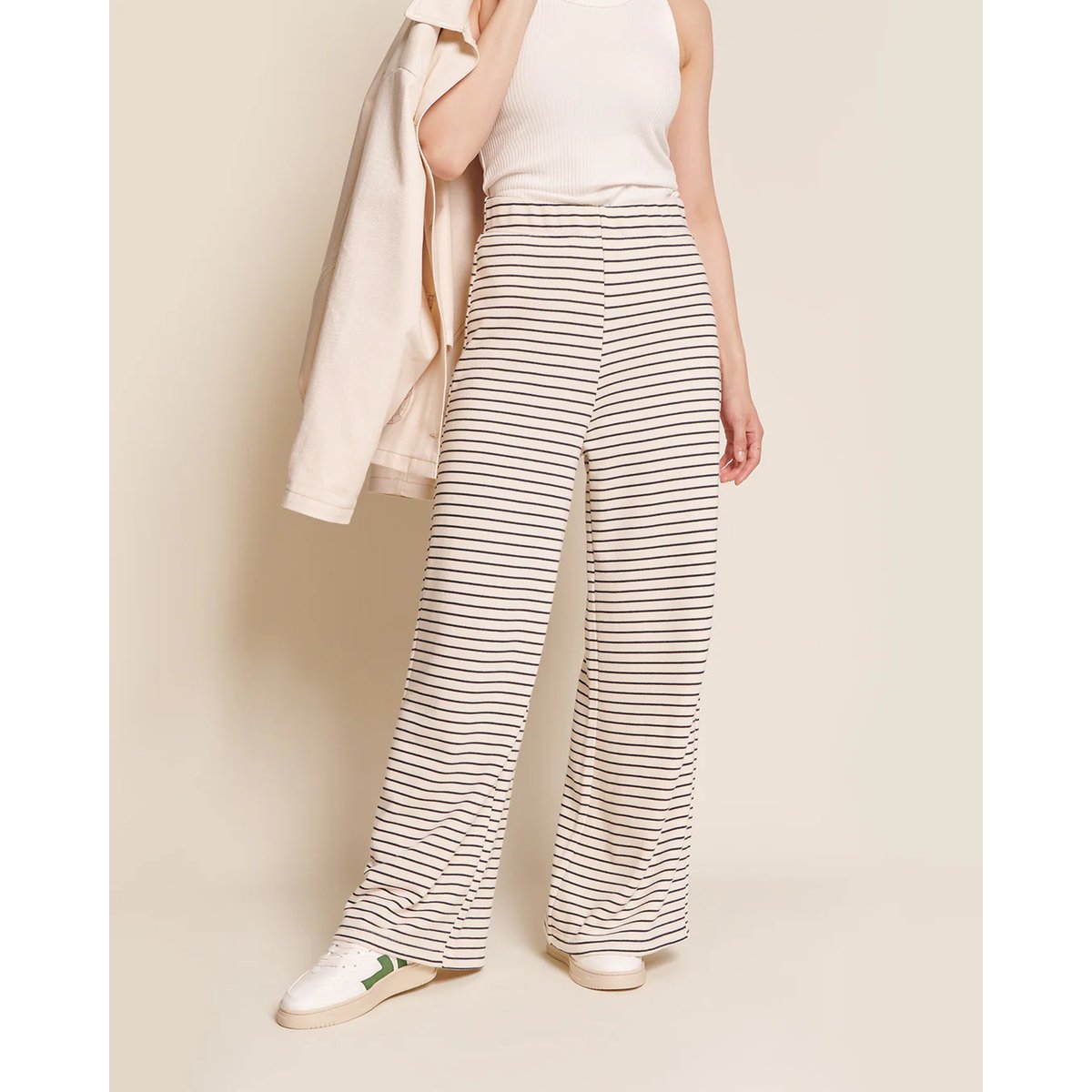 Pantalon en coton bio, PAULINE beige - crème/bleu, EMOI EMOI