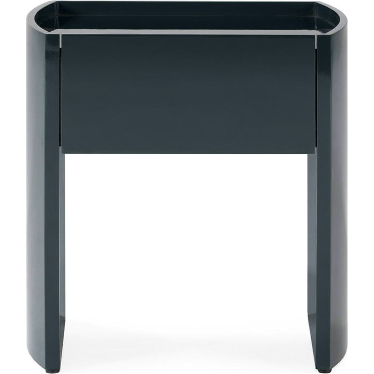 Table de chevet finition brillante, 1 Tiroir vert foncé brillant, RECOLLECTION