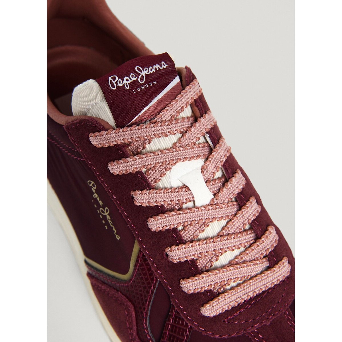 Baskets mix matières MARVIN MUSE bordeaux, PEPE JEANS