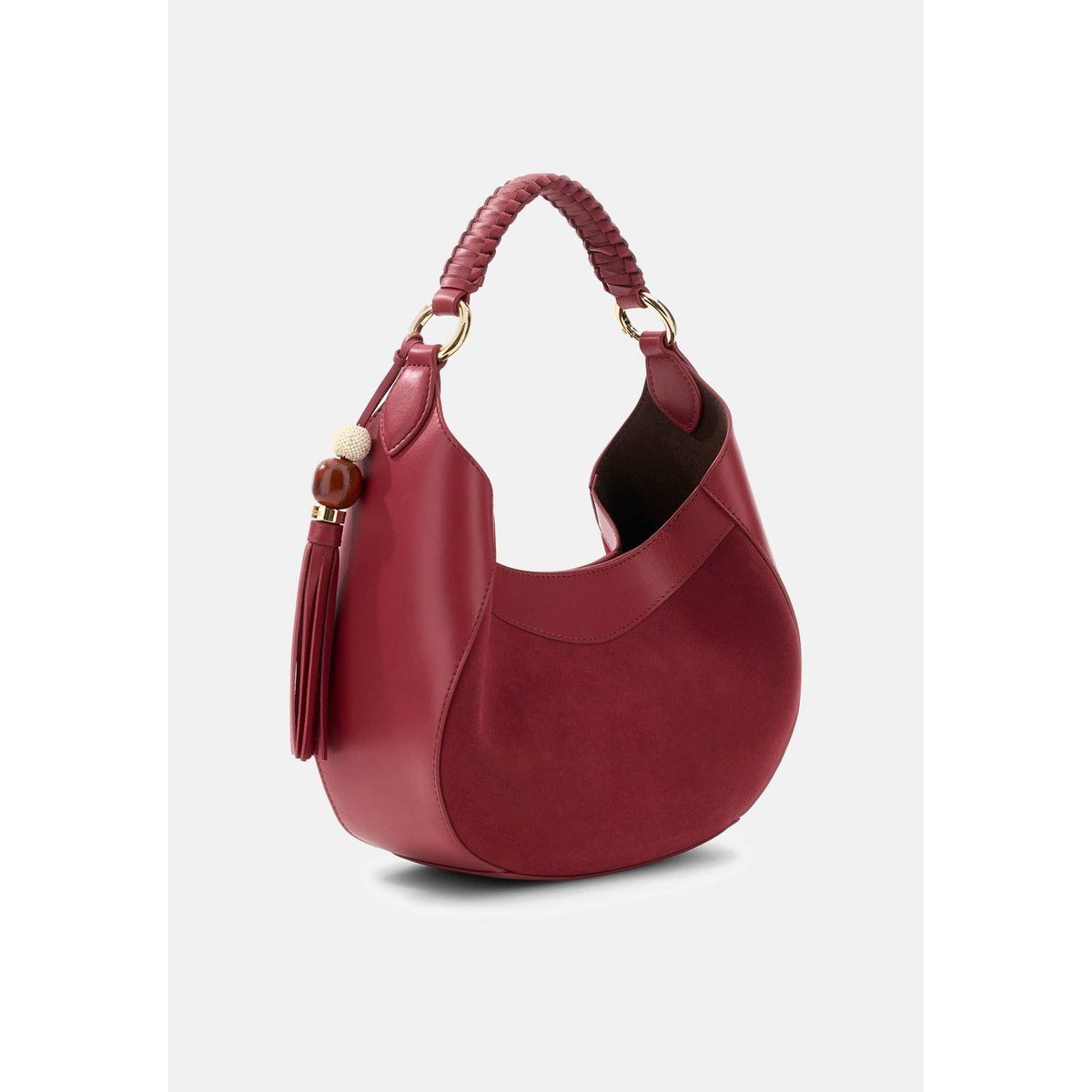 Sac Hobo En Cuir Véritable Nina rouge, GUESS