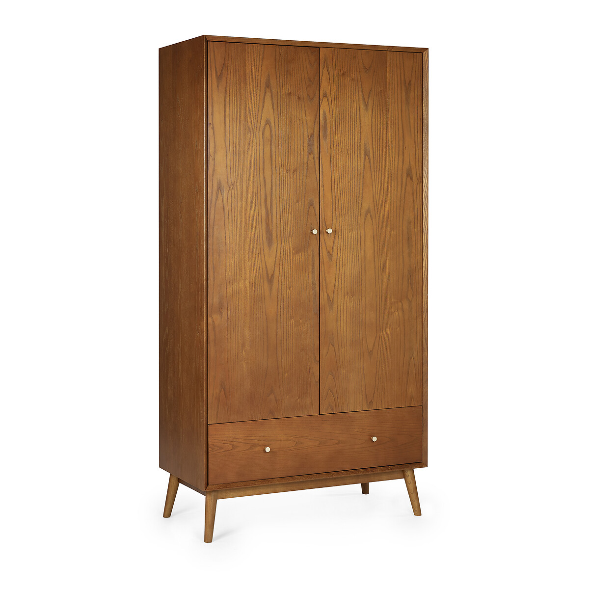 Elijah Retro Ash Wood 2 Door Wardrobe with Drawer auburn, SO'HOME