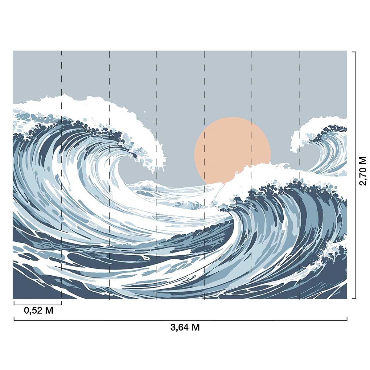 Papier peint Vague solaire bleu, HEXOA
