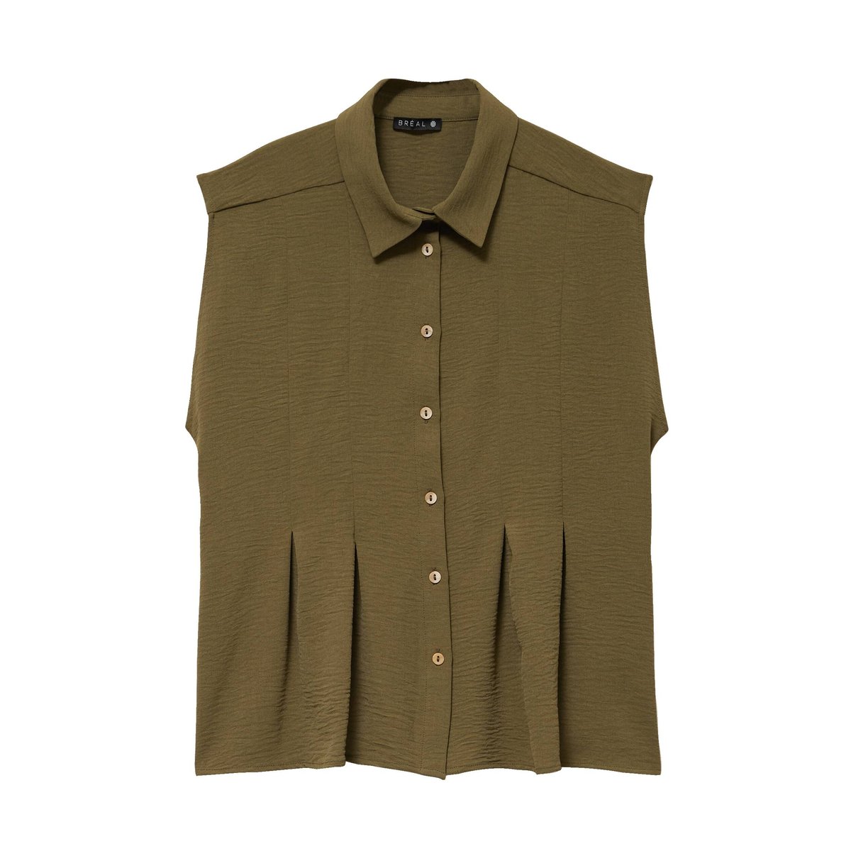 Chemise cintrée manches courtes vert kaki, BREAL