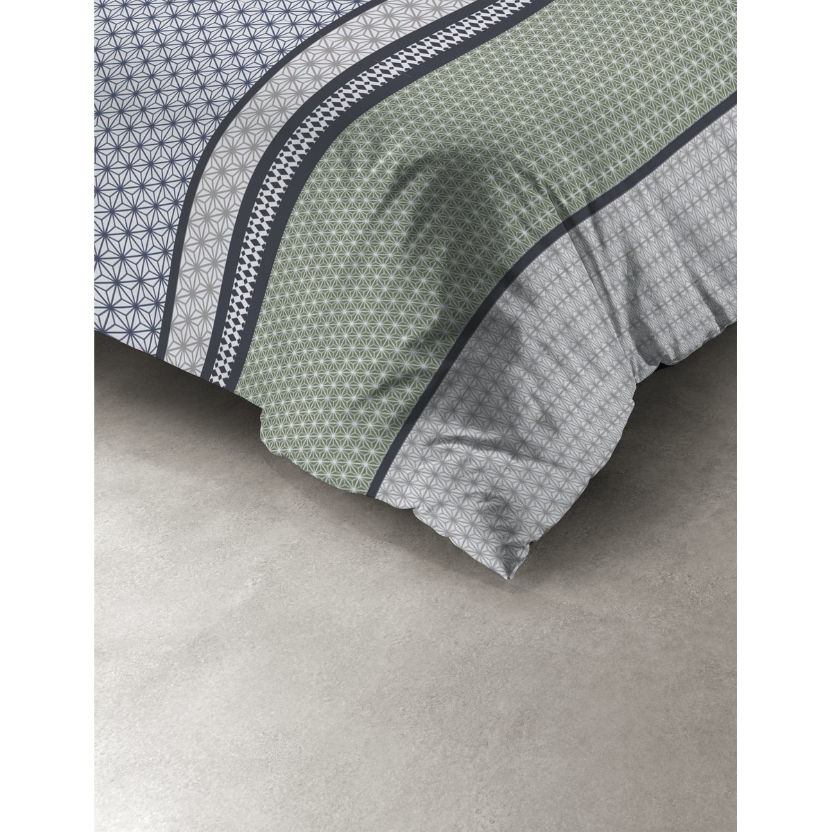 Housse de couette + taie microfibre Geovax vert, EDEN
