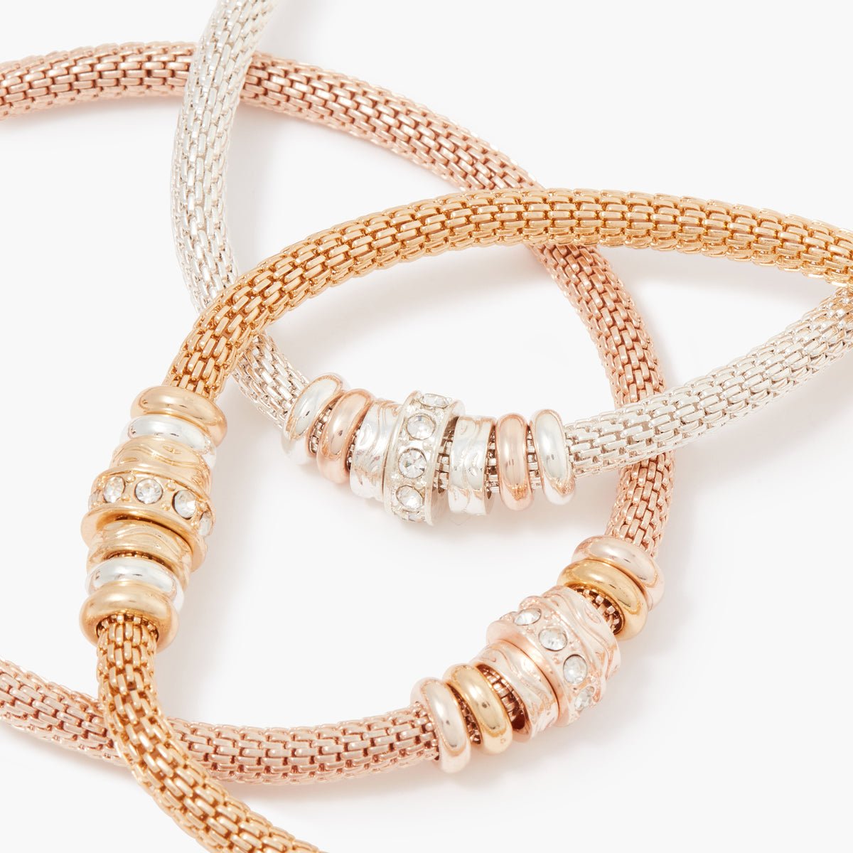 Set de 3 bracelets élastiques chaine argenté, BALABOOSTE