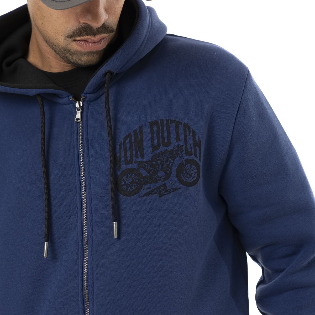 Sweat À capuche Zippé Free bleu roi/noir, VON DUTCH