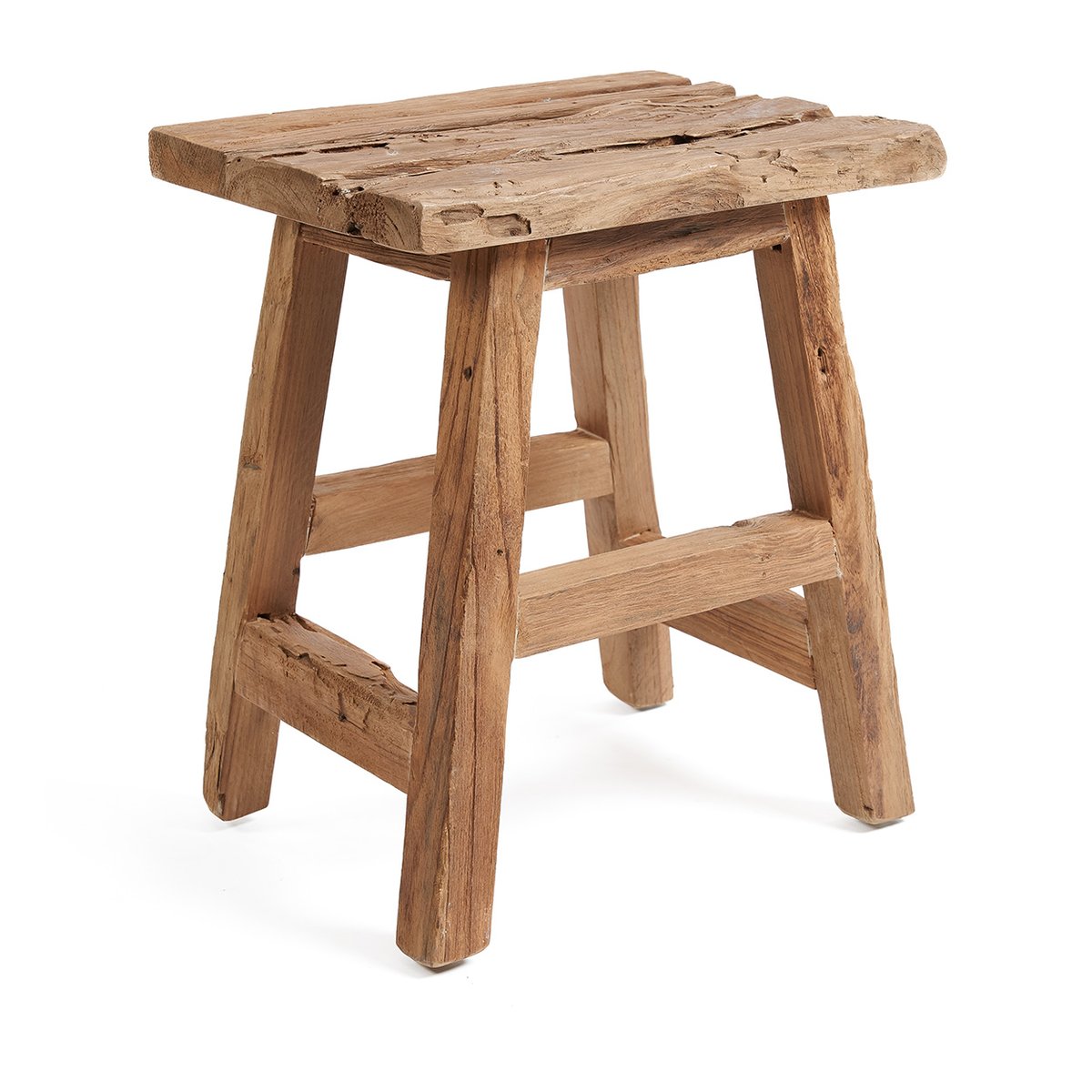 Tabouret en bois de teck récupéré YOKE beige, BAZAR BIZAR