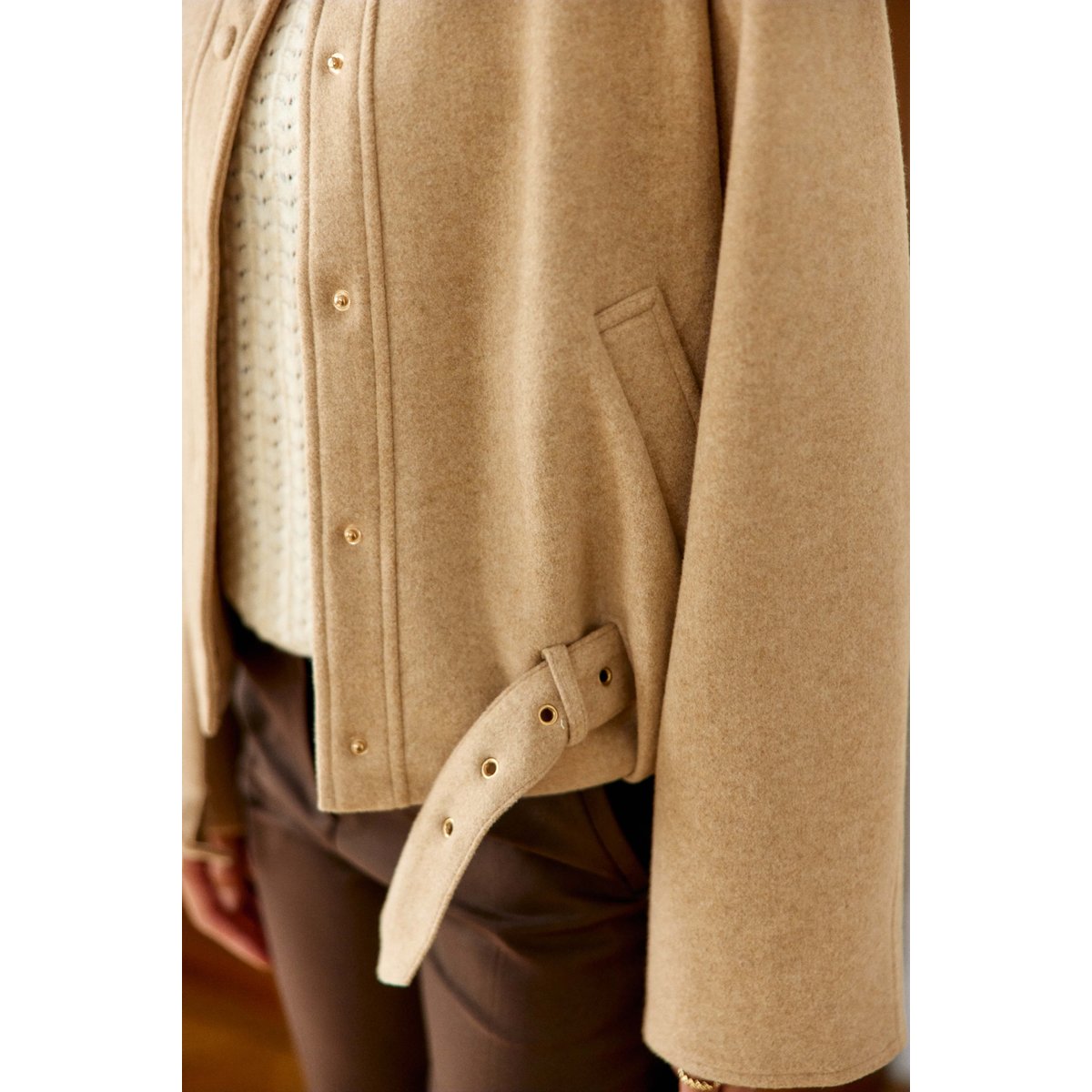 Manteau col montant uni NAELA 13-beige, LA PETITE ETOILE