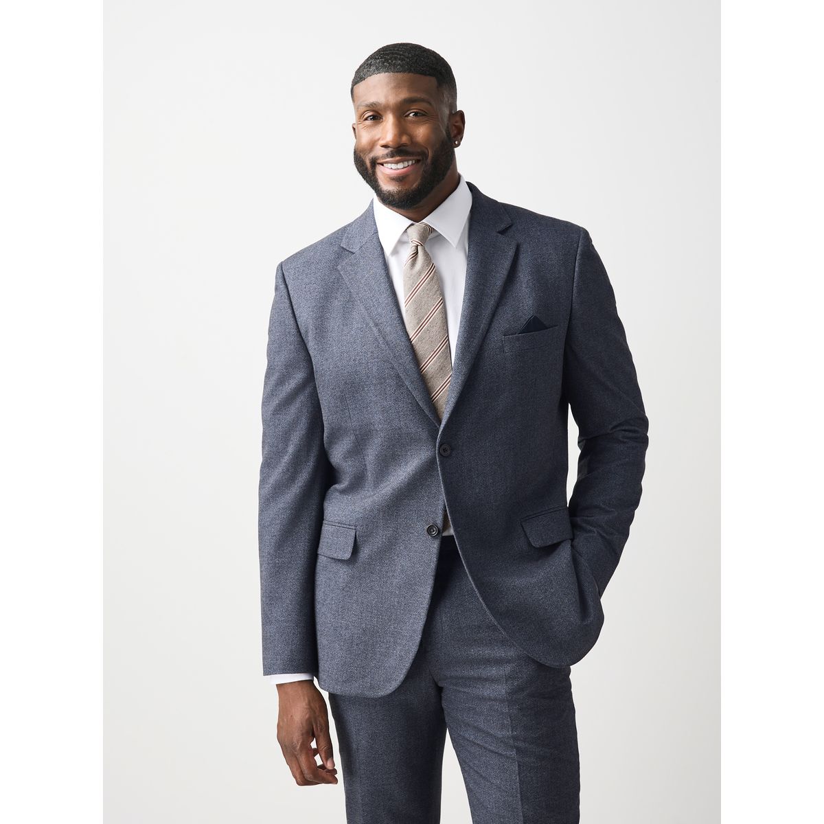Veste motionflex en flanelle stretch bleu, NEXT