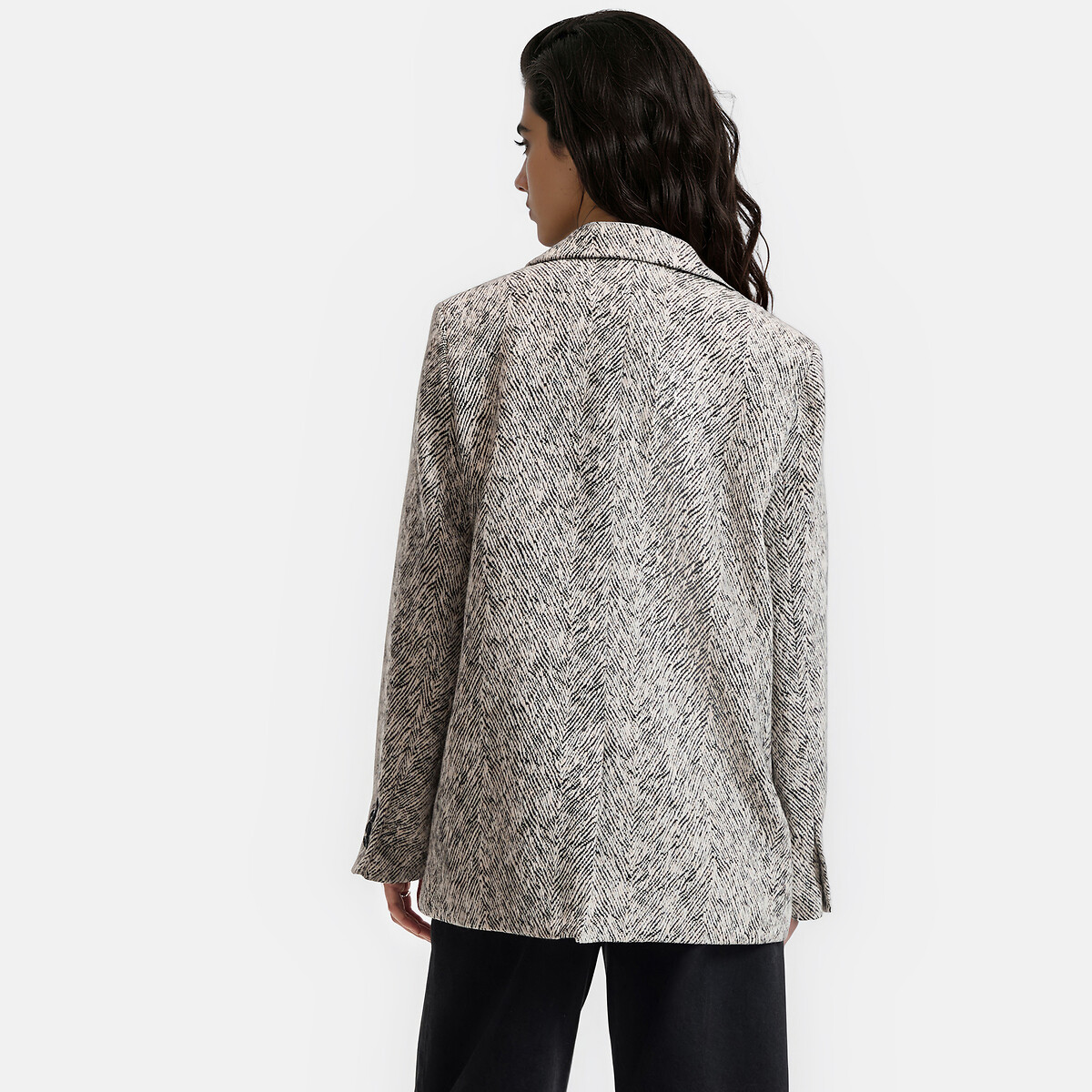 Zebra Print Jacquard Oversize Blazer black zebra print, LA REDOUTE COLLECTIONS