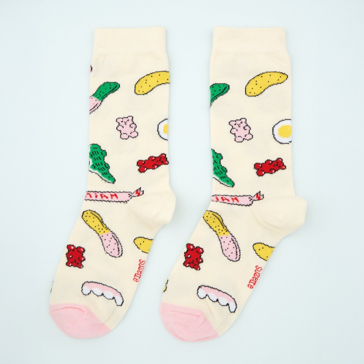 Chaussettes BONBON beige à motifs bonbons, COUCOU SUZETTE
