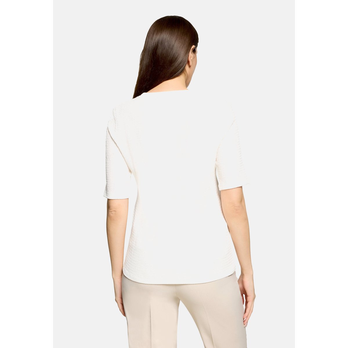 T-Shirt avec structure à encolure ronde blanc, BETTY BARCLAY