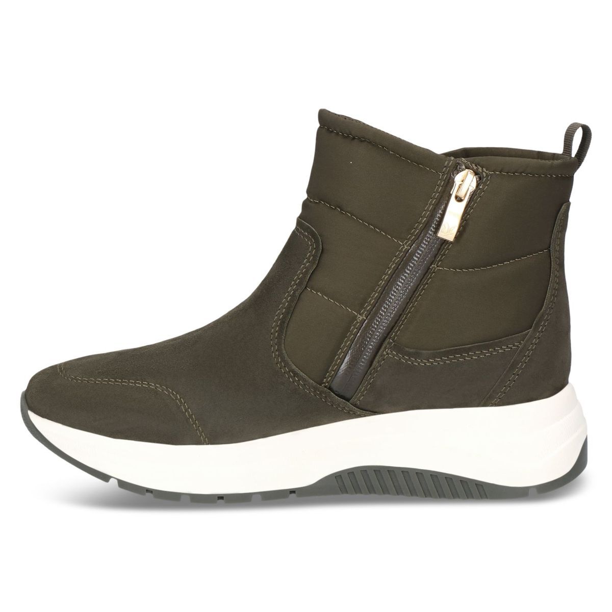 Bottine en cuir vert kaki combiné, CAPRICE