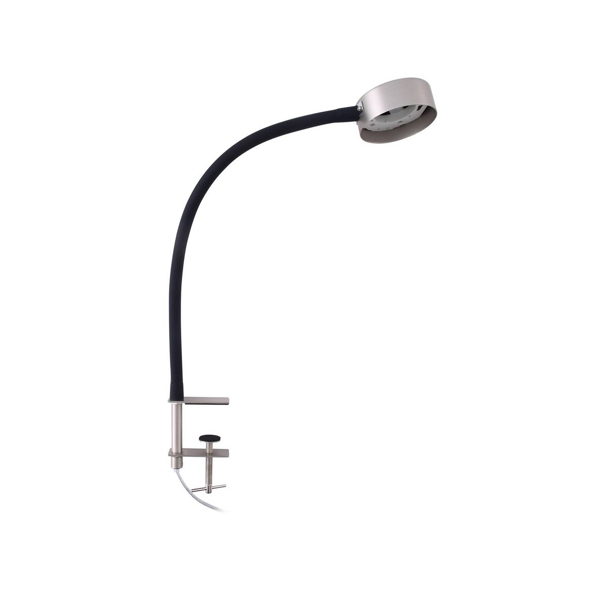 Lampe à pince en métal moderne, Jyla nickel mat, noir, LINDBY