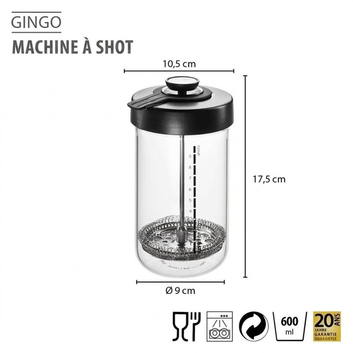 Shot maker GINGO, 600 ml noir/argent, GEFU