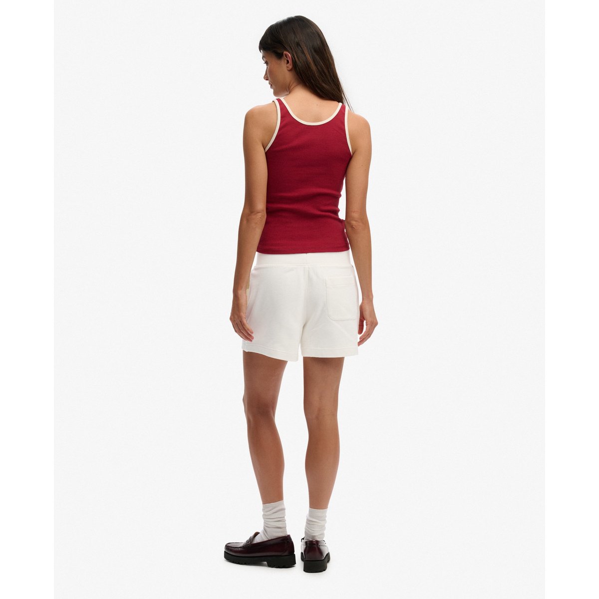 Short de jogging Studios blanc cassé, SUPERDRY