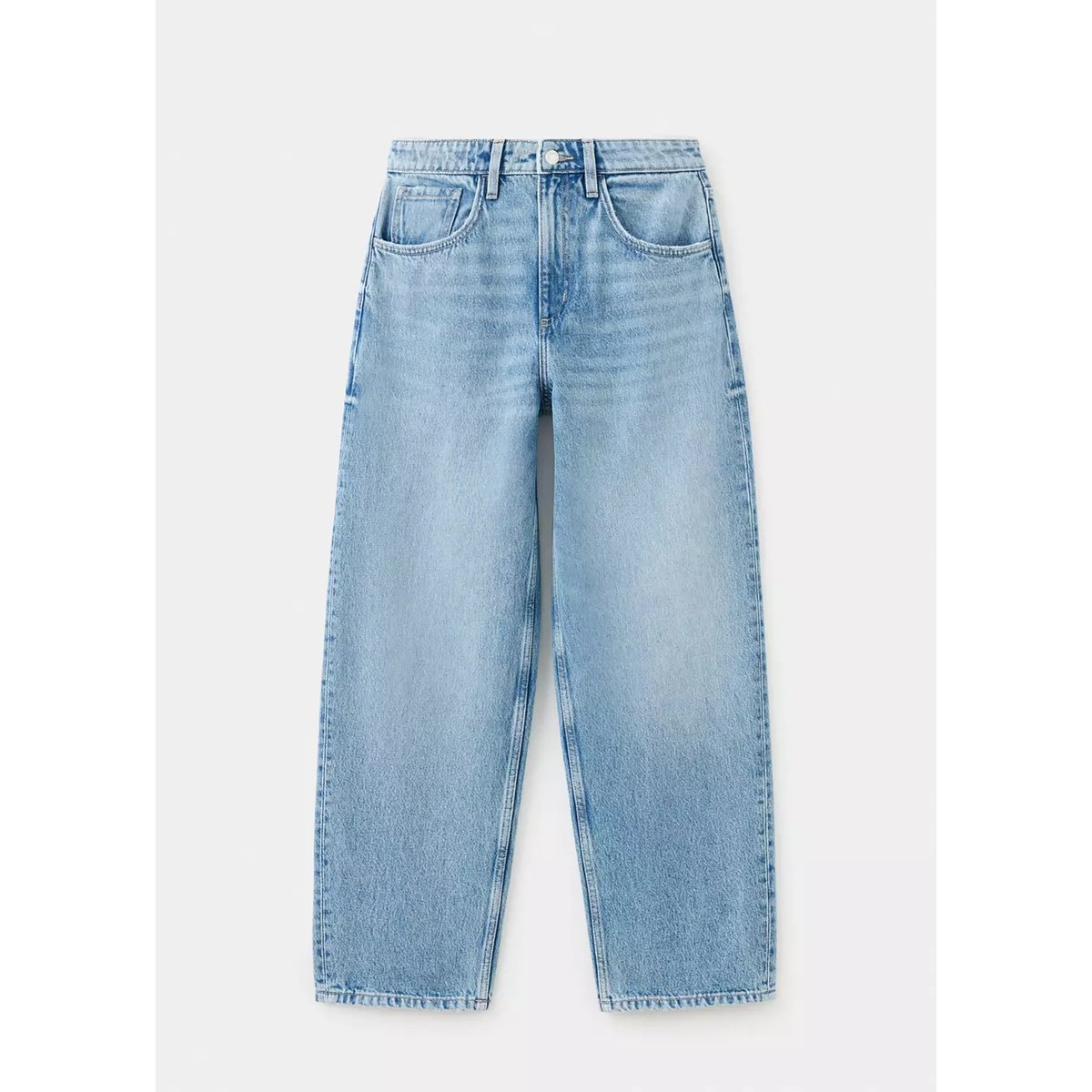 Jean balloon taille haute bleu moyen, MANGO
