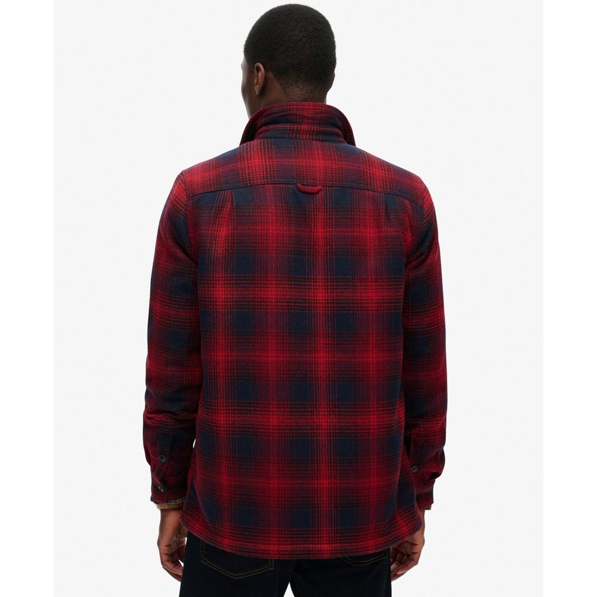 Surchemise zippée en laine à carreaux avec doublure en polaire dégradé rouge over, SUPERDRY