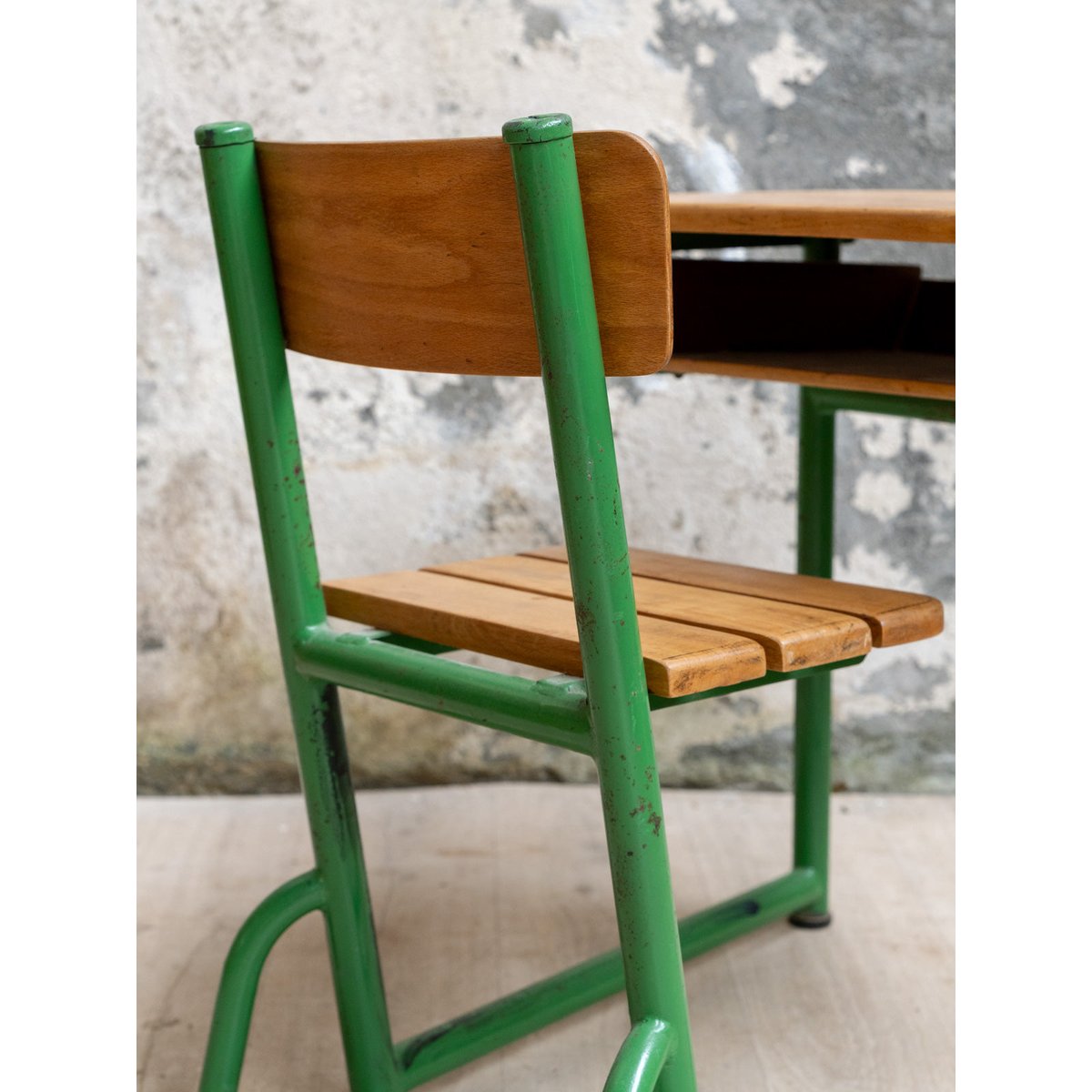 Bureau et la chaise d'écolier Edouard N°1090 - Bon état bois clair, DEBONGOUT