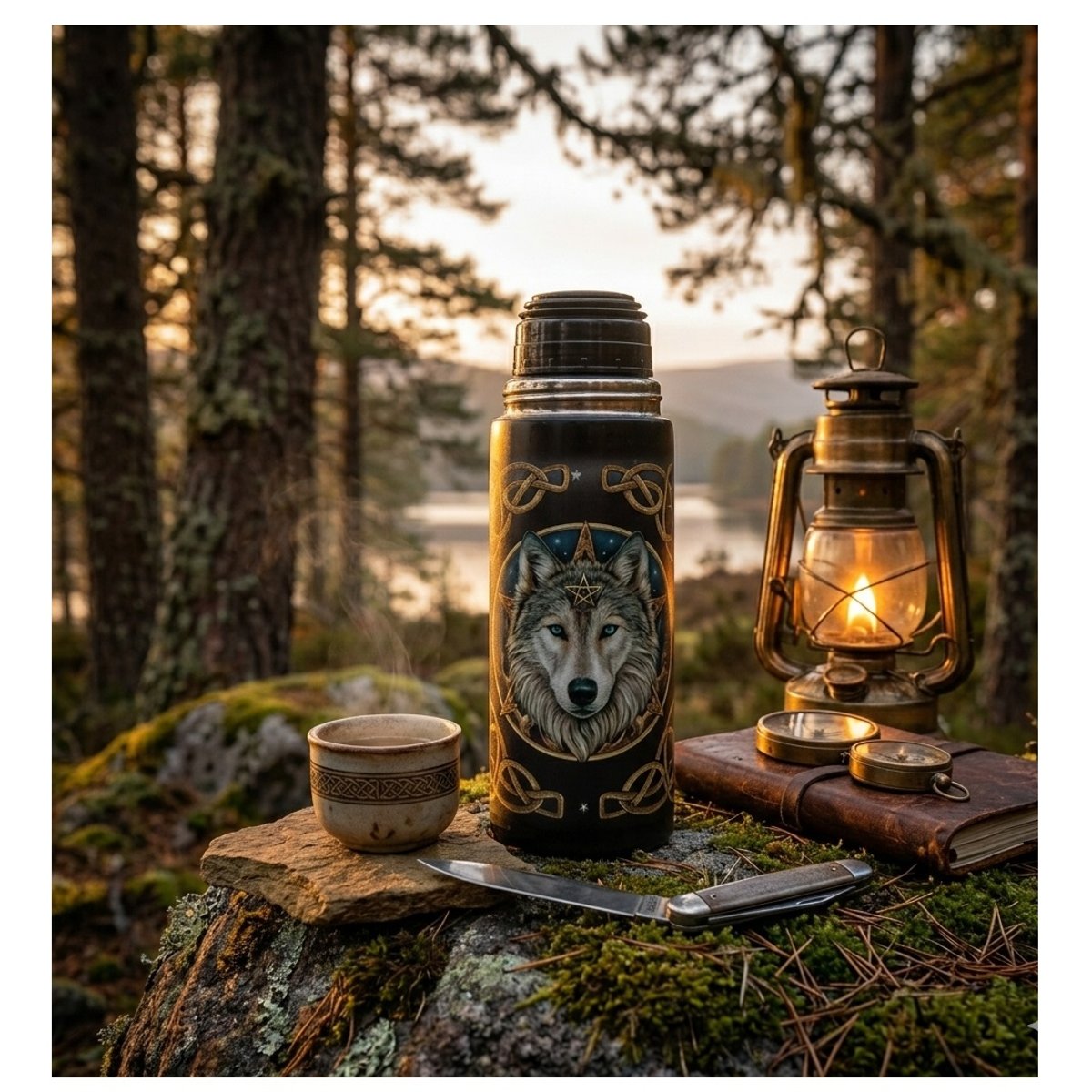 Thermos Loup par Lisa Parker 350ml 21 cm noir, EDEN