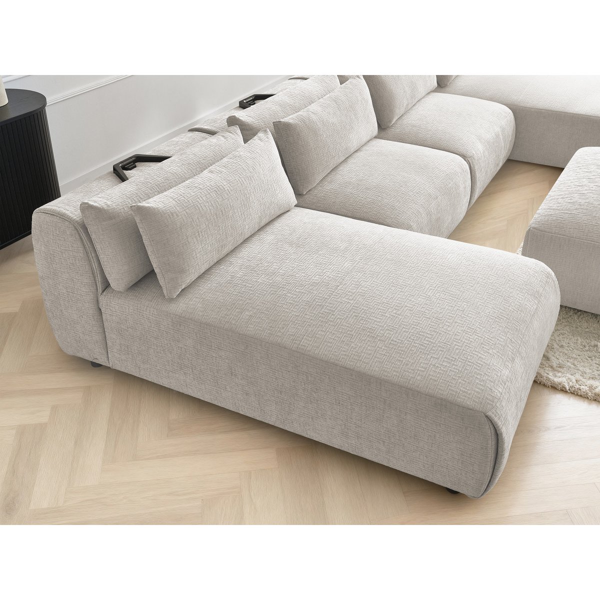 Canapé modulable 5 places en tissu texturé, JANA beige, BOBOCHIC