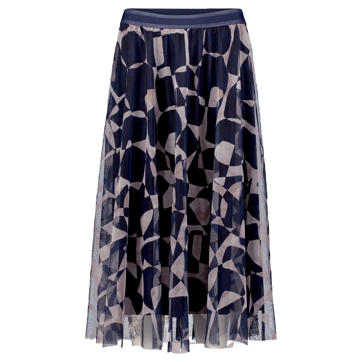 Jupe longueur midi à imprimé dark blue/nature, BETTY & CO