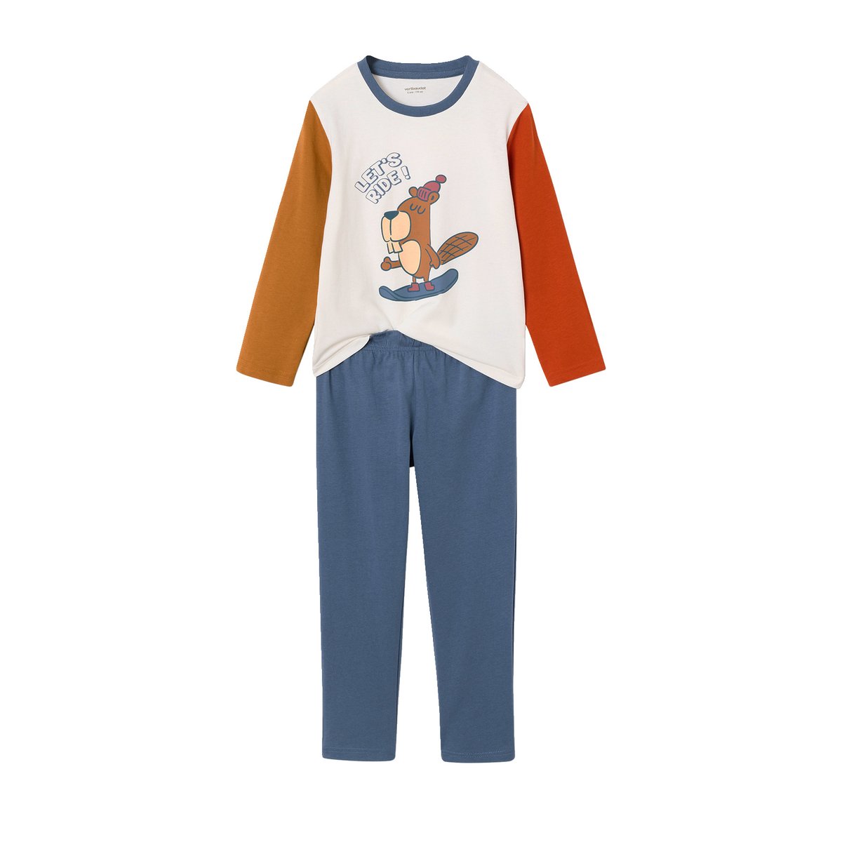 Lot de 2 pyjamas bleu jean, VERTBAUDET
