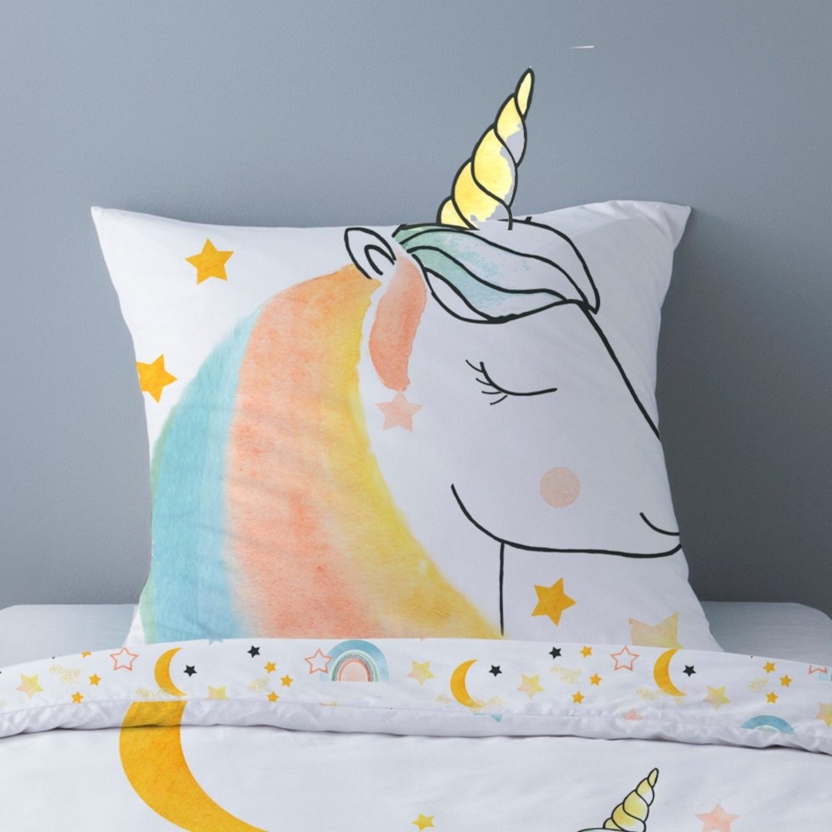 Housse de couette 140x200 Magic + 1 taie 100% coton color, DECORATIE