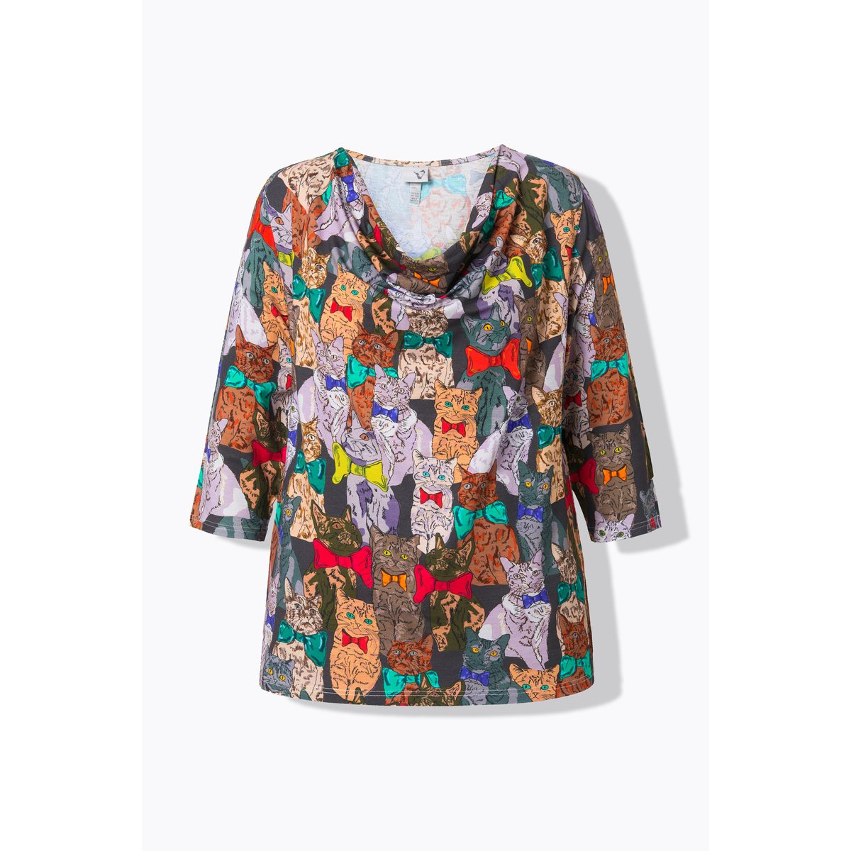 T-shirt col bénitier, imprimé chiens marine, ULLA POPKEN