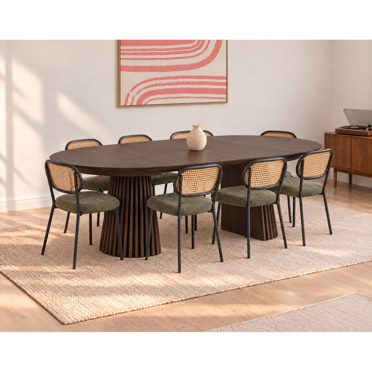 Table à manger ronde extensible bois 4-8pl, FREYA marron, BEST MOBILIER