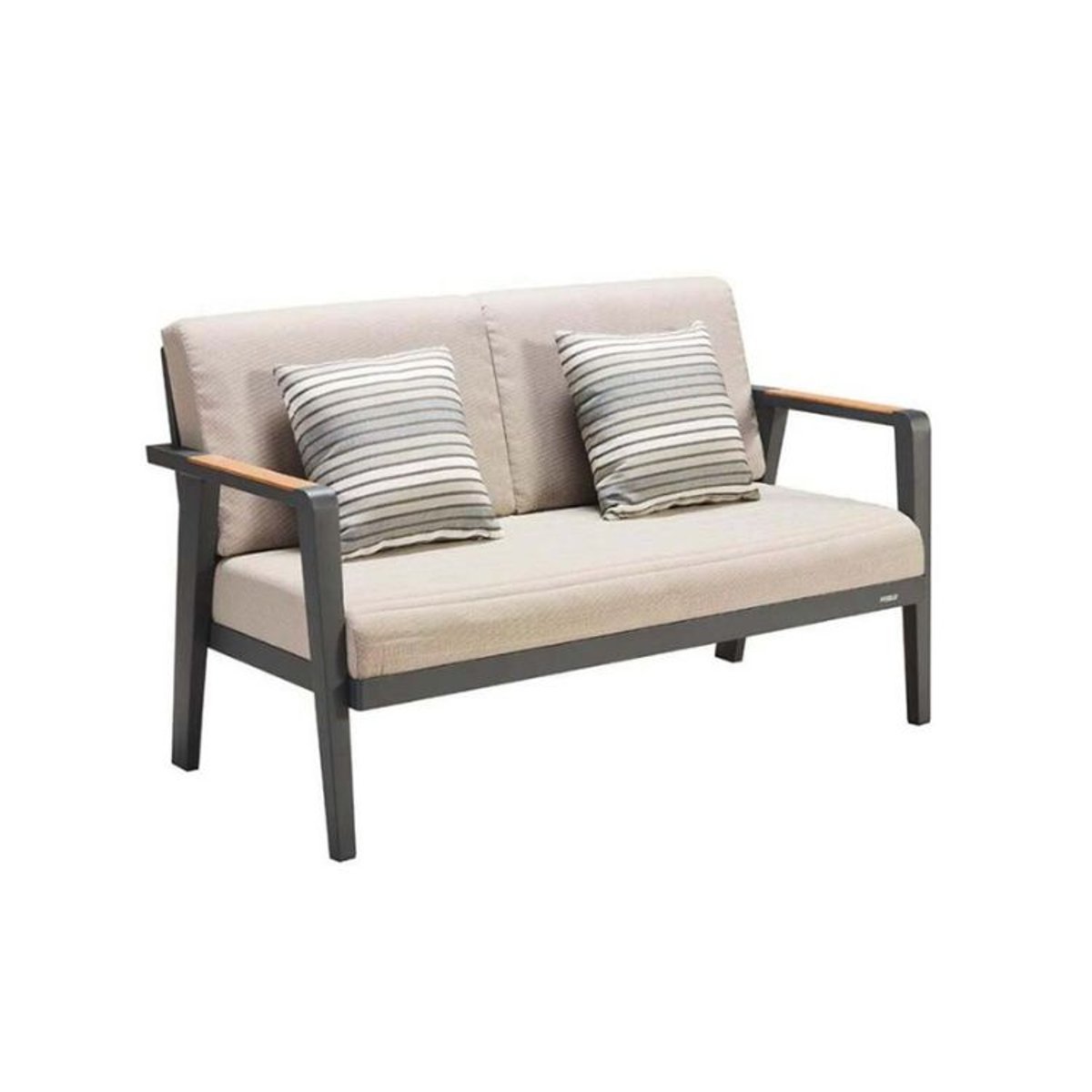 Salon de jardin en aluminium et teck, LOVY MINI gris anthracite, AU JARDIN DE CHLOÉ