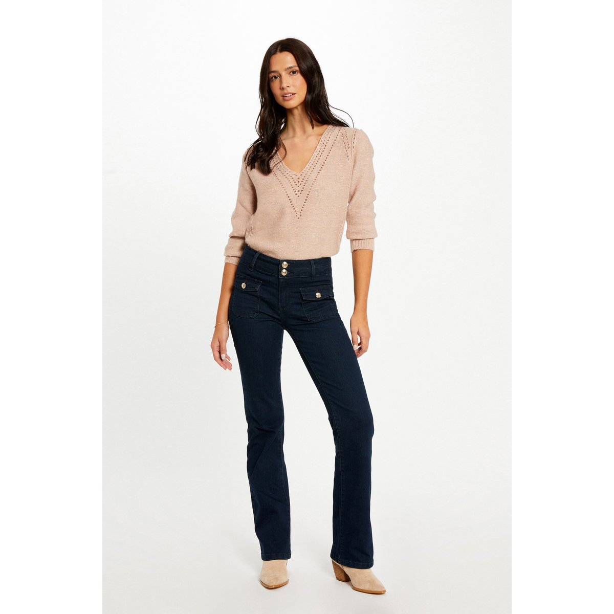 Jeans bootcut taille haute jean brut, MORGAN
