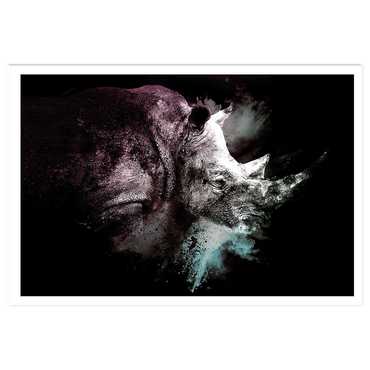 Affiche wild explosion rhinoceros affiche seule, HEXOA
