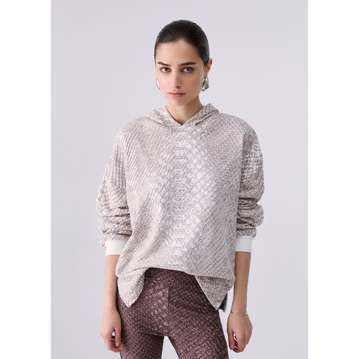 Sweat-shirt à imprimé animalier blanc, LIU JO