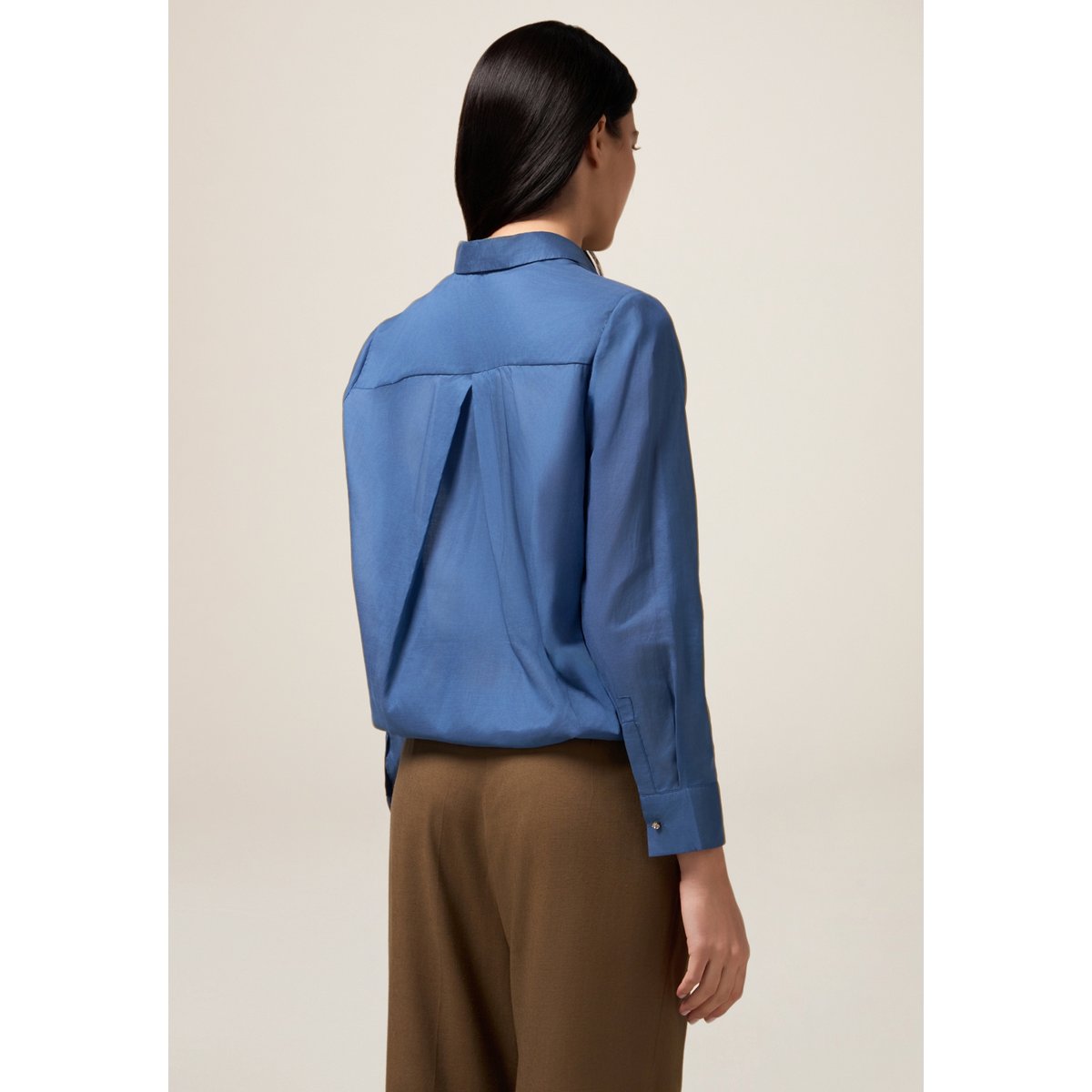 Chemise avec cordon de serrage au bas bleu, OLTRE