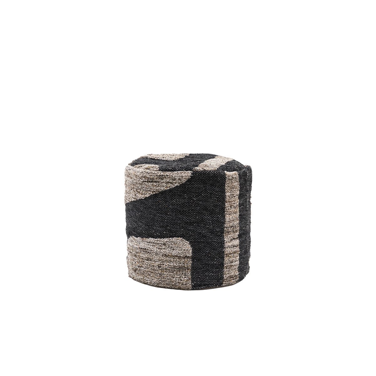 Beckett Mono Graphic Drum Pouffe black/white, SO'HOME